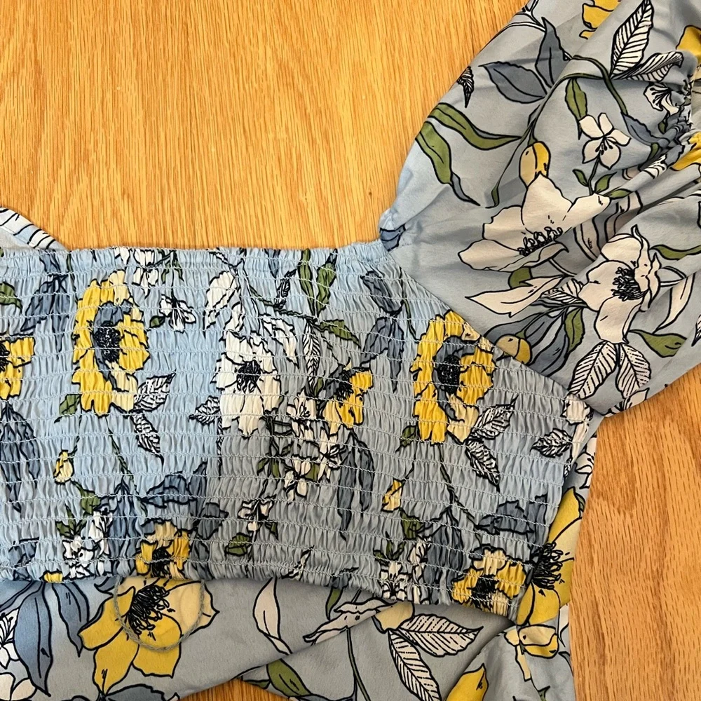 Puffy Sleeved Crop Top With Tie in Back - Picture 9 of 9